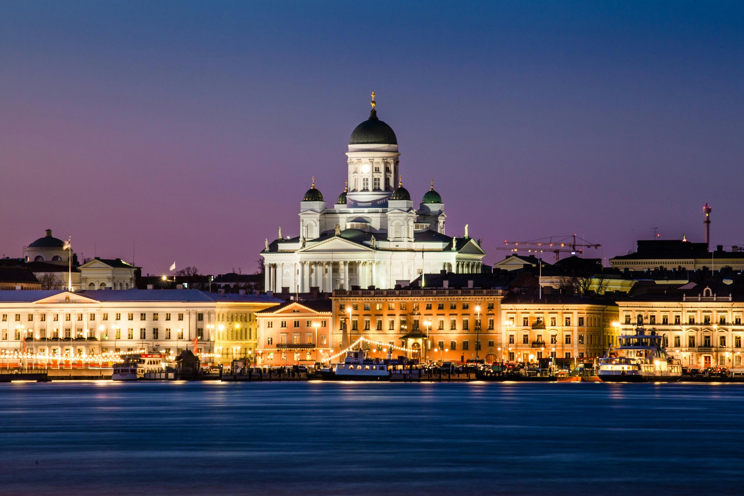Helsinki skyline at dusk